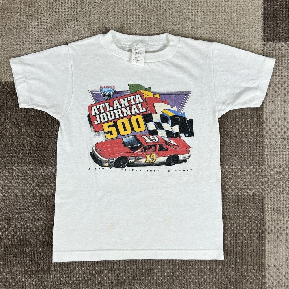 True Vintage‎ Atlanta Journal 500 NASCAR T Shirt Women's Size Small White 80s